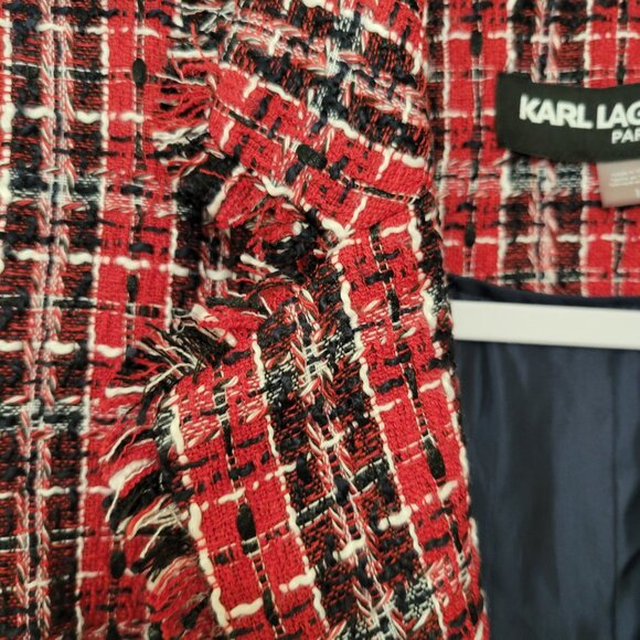 KARL LAGERFELD PARIS TWEED BLAZER SZ 10 - Picture 6 of 15